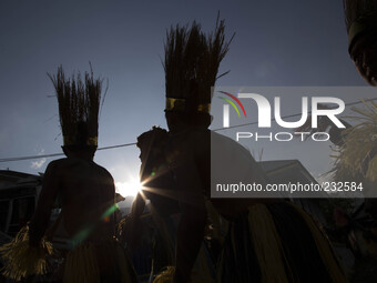 The villagers karnaval at Dieng. Dieng plateau in Central Java, is part of the district of Banjarnegara and Wonosobo regency. It lies to the...