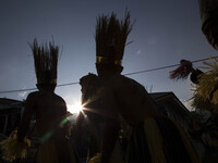 The villagers karnaval at Dieng. Dieng plateau in Central Java, is part of the district of Banjarnegara and Wonosobo regency. It lies to the...