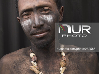 Participant portrait who join the villagers karnaval at Dieng. Dieng plateau in Central Java, is part of the district of Banjarnegara and Wo...