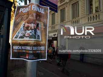 A poster calling for a demonstration called 'march on the Elysée palace'. More than 4000 protesters took to the streets of Toulouse against...