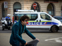 A clown gestures near a police van at the end of the demonstration. More than 4000 protesters took to the streets of Toulouse against the ne...