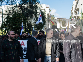 Demonstrators of  the Greek Communist labour union (PAME) protesting the amendment provides that for declaring a strike required to conform...