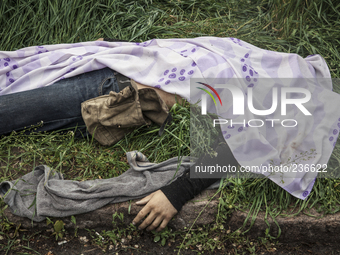 A civilian dead during the miltary offensive of the Ukrainian army (