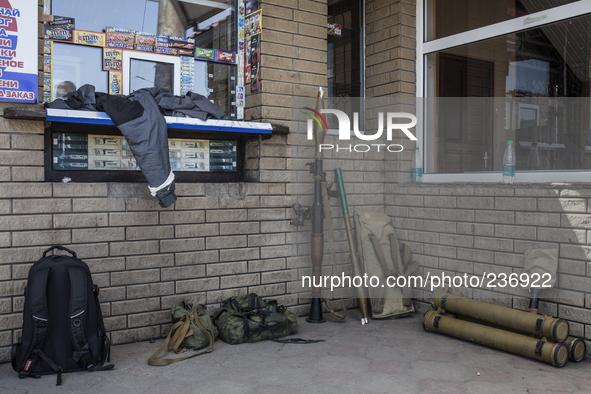 A bar used as a checkpoint by the pro-Russian 