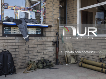 A bar used as a checkpoint by the pro-Russian (