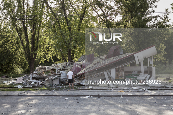 A bar destroyed by Ukrainian artillery 