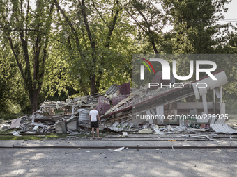 A bar destroyed by Ukrainian artillery (