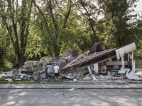 A bar destroyed by Ukrainian artillery (