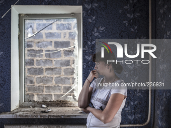 A house hit by Ukrainian artillery (