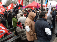 Demonstration of labour inspectors in front of the Ministry of Health and Social Affairs for the respect of trade union freedoms at the labo...