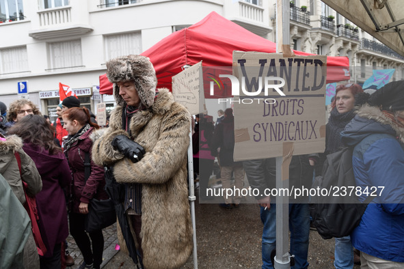 Demonstration of labour inspectors in front of the Ministry of Health and Social Affairs for the respect of trade union freedoms at the labo...