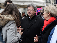 French far-left party La France Insoumise member of Parliament Jean-Luc Melenchon takes part at a emonstration of labour inspectors in front...