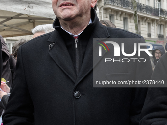 French far-left party La France Insoumise member of Parliament Jean-Luc Melenchon takes part at a emonstration of labour inspectors in front...