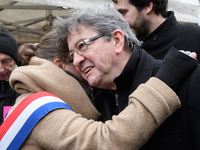 French far-left party La France Insoumise member of Parliament Jean-Luc Melenchon takes part at a emonstration of labour inspectors in front...