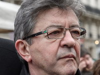 French far-left party La France Insoumise member of Parliament Jean-Luc Melenchon takes part at a emonstration of labour inspectors in front...