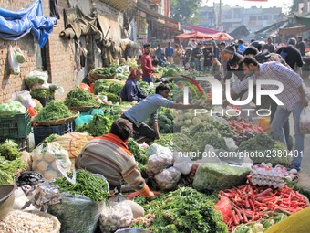 Daily life at Vegetable Market at Sadar Bazar Gurugram in north Indian state of Haryana on 16 December 2017.  (