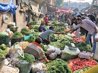 Daily life at Vegetable Market at Sadar Bazar Gurugram in north Indian state of Haryana on 16 December 2017.  (