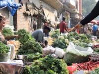 Daily life at Vegetable Market at Sadar Bazar Gurugram in north Indian state of Haryana on 16 December 2017.  (