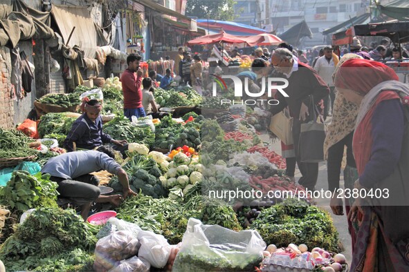 Daily life at Vegetable Market at Sadar Bazar Gurugram in north Indian state of Haryana on 16 December 2017.  