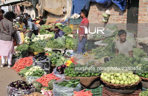 Daily life at Vegetable Market at Sadar Bazar Gurugram in north Indian state of Haryana on 16 December 2017.  