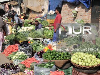 Daily life at Vegetable Market at Sadar Bazar Gurugram in north Indian state of Haryana on 16 December 2017.  (