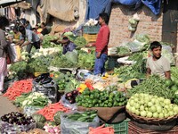 Daily life at Vegetable Market at Sadar Bazar Gurugram in north Indian state of Haryana on 16 December 2017.  (