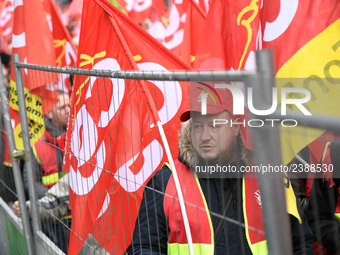 People marched through the streets of Paris during a demonstration called by French General Confederation of Labour (CGT) union on December...