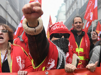 People during a demonstration called by French General Confederation of Labour (CGT) union on December 20, 2017 in Paris to protest against...