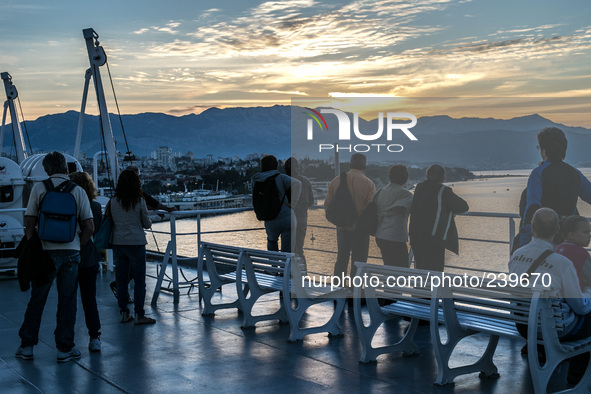 Pilgrims arrived in Split, Croatia during a pilgrimage in Medjugorje. Many italian pilgrims travel via cruise ship from Ancona, Italy to Spl...