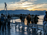 Pilgrims arrived in Split, Croatia during a pilgrimage in Medjugorje. Many italian pilgrims travel via cruise ship from Ancona, Italy to Spl...