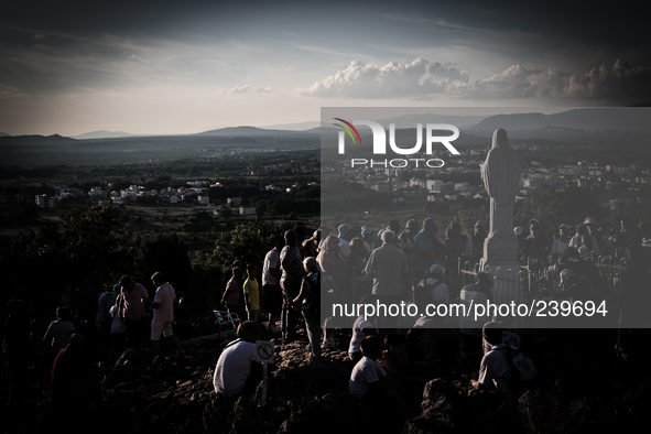 A statue of Virgin Mary on the the Apparition Hill, in Medjugorie. Almost one million people visit Medjugorje each year, where the Virgin Ma...