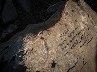 A message of pilgrim to Virgin Mary it's write on a stone in Apparition Hill, in Medjugorje. Almost one million people visit Medjugorje each...