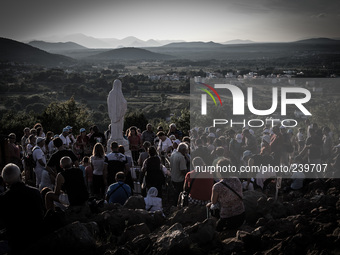 A statue of Virgin Mary on the the Apparition Hill, in Medjugorie. Almost one million people visit Medjugorje each year, where the Virgin Ma...