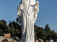 A statue of Virgin Mary on the the Apparition Hill, in Medjugorie. Almost one million people visit Medjugorje each year, where the Virgin Ma...