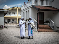 Two nuns near the church of congregation “Wounded Families” founded after the war by Sr Josipa and Sr Kornelia Kordic, in Medjugorje. Almost...