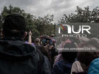 People greet the Virgin Mary after the apparition of Virgin Mary to Mirjana, on September 2, 2014. It was to Mirjana that Our Lady first ent...