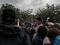 People greet the Virgin Mary after the apparition of Virgin Mary to Mirjana, on September 2, 2014. It was to Mirjana that Our Lady first ent...