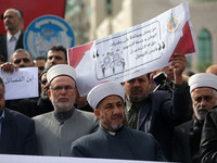 A march in support of the rights of Palestinian employees, hired by the former Hamas government in Gaza, demanding their rights and integrat...