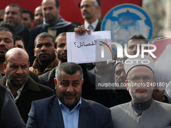 A march in support of the rights of Palestinian employees, hired by the former Hamas government in Gaza, demanding their rights and integrat...