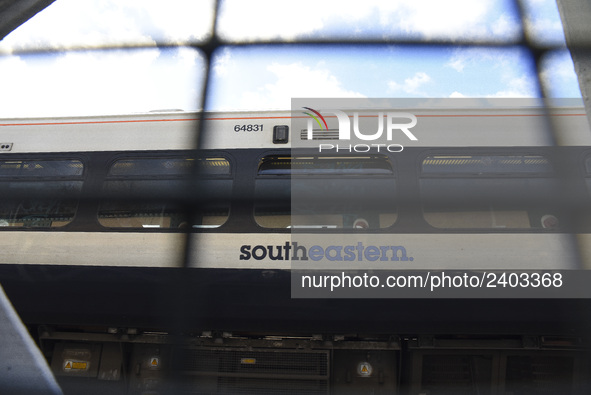 View of a Southeastern train as it makes its way to Charing Cros Station, London on January 3, 2018. Train strikes are looming in the new ye...