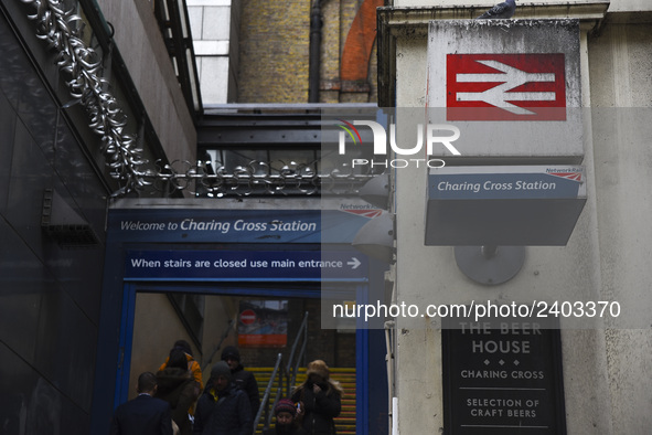 View of a Southeastern train as it makes its way to Charing Cros Station, London on January 3, 2018. Train strikes are looming in the new ye...