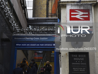 View of a Southeastern train as it makes its way to Charing Cros Station, London on January 3, 2018. Train strikes are looming in the new ye...