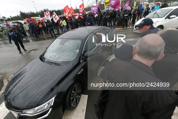 French Minister for Solidarity and Health Agnes Buzyn arrives at the Poissy Medical Center, near Paris, on January 15, 2018  for the laying...