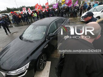 French Minister for Solidarity and Health Agnes Buzyn arrives at the Poissy Medical Center, near Paris, on January 15, 2018  for the laying...