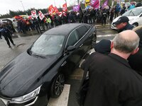 French Minister for Solidarity and Health Agnes Buzyn arrives at the Poissy Medical Center, near Paris, on January 15, 2018  for the laying...