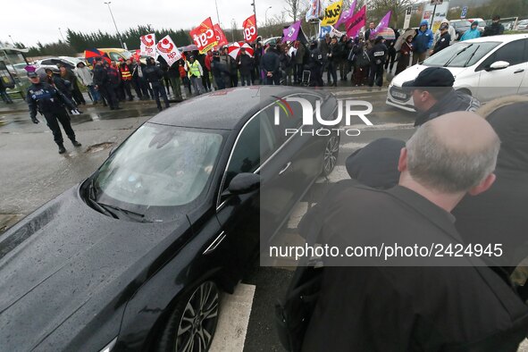 French Minister for Solidarity and Health Agnes Buzyn arrives at the Poissy Medical Center, near Paris, on January 15, 2018  for the laying...