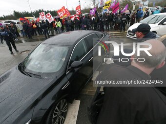 French Minister for Solidarity and Health Agnes Buzyn arrives at the Poissy Medical Center, near Paris, on January 15, 2018  for the laying...