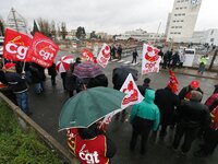 Demonstration organized by the Hospital Employees Union in front of the Poissy Medical Center, near Paris, on January 15, 2018  for the layi...