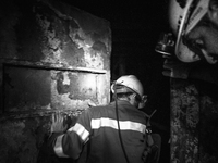 Italy, Sardinia 2013. One of the doors of the last remaining coal mine in Italy. Coal has been produced and collected since the beginning of...