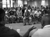 Italy, Sardinia 2013 August 2013, the last big assembly where 432 miners knew that Carbosulcis industry, the last remaining coal mine in Ita...